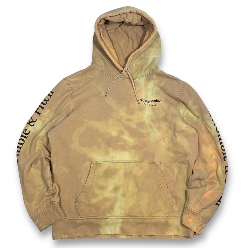 Abercrombie‎ & Fitch Hoodie Mens L Distressed Bleach Tie Dye Logo Sleeve